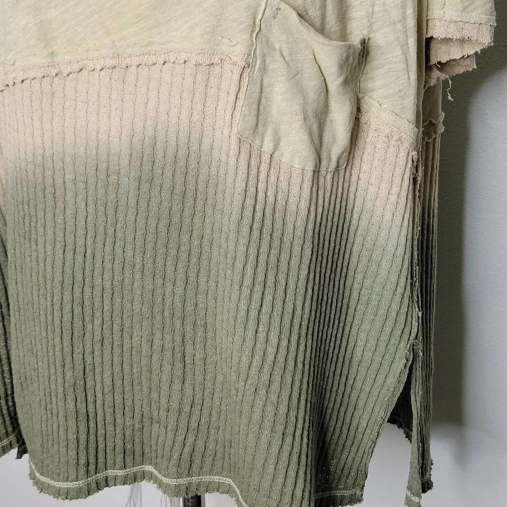 Free People Sundial Dip Dye Thermal Tee Size Small‎